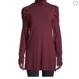 Laundry by Shelli Segal Turtleneck Ruched Puff Long Sleeve Top Women Size M